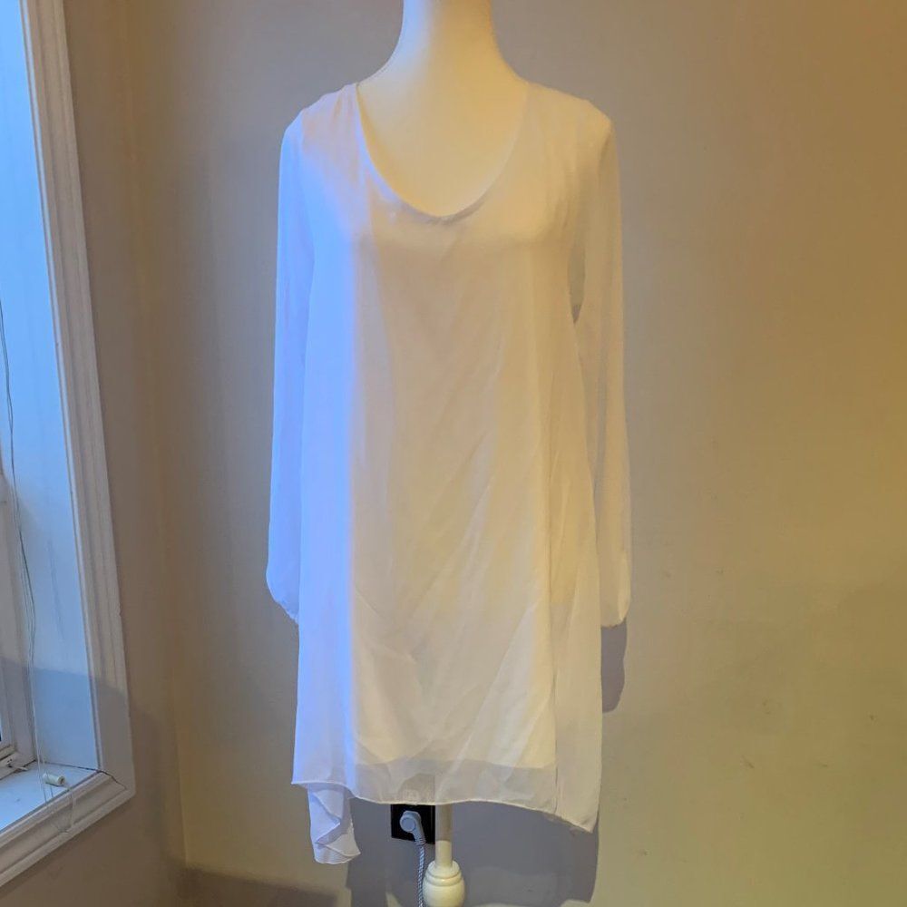 Dress, coverup, knee length, sheer, lined, unstructured, one size